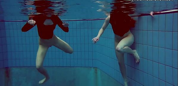  Diana Zelenkina and Simonna sexy brunettes in the pool